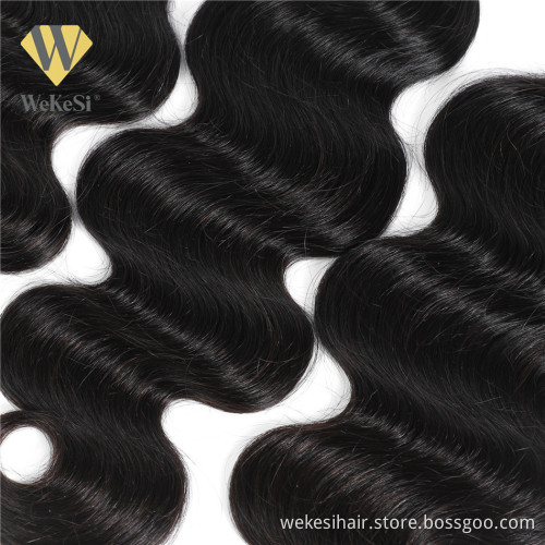 WKS Real Virgin Human Hair Unprocessed Body Wave Extensions With Thick Ends Brazilian Human Hair Cuticle Aligned Bundle